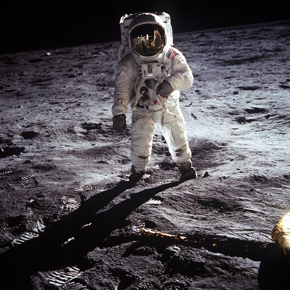 The biggest journey begins with the first step. Buzz Aldrin (pictured) walked on the Moon with Neil Armstrong, on Apollo 11, July 20–21, 1969.